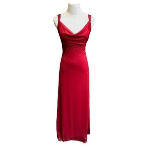 ALEX Evenings Cherry Red Beaded Cowl Neck
Formal Prom Dress Gown Size 4 Petite